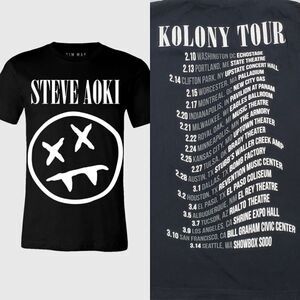 STEVE AOKI shirt Kolony Collection fang‎ tour black t-shirt unisex S